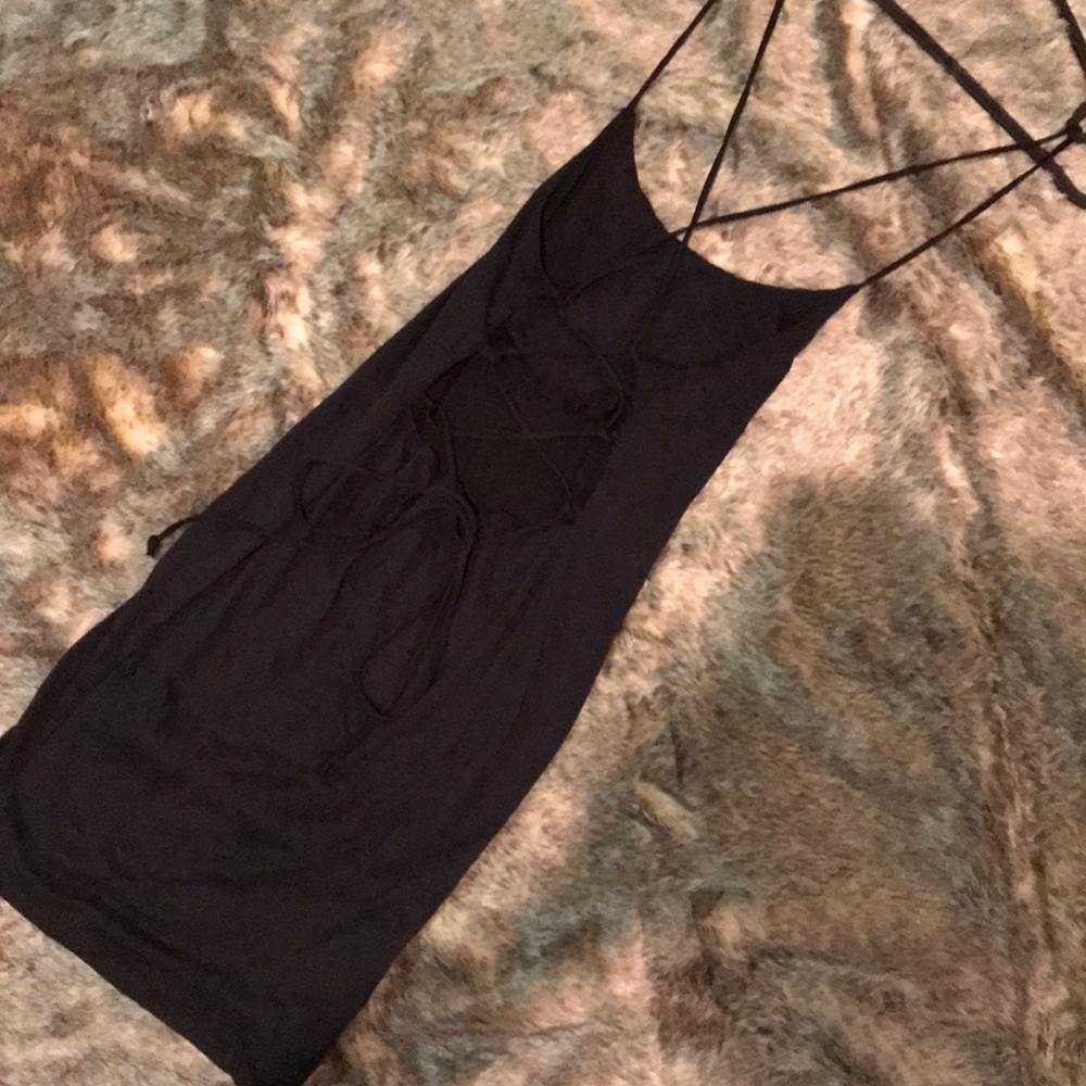 Very mini lace up back dress